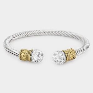 Shamballa ball silver and gold cuff bracelet